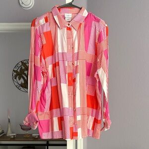 Jaclyn Smith Pink and Red Geometric Blouse XXL